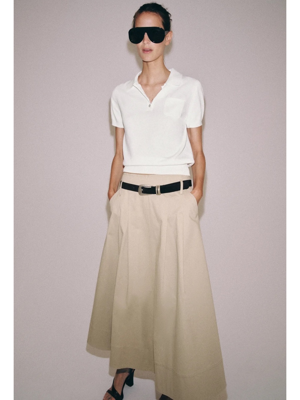Zara STRIPED MIDI SKIRT WITH BELT - Picture 6 of 6
